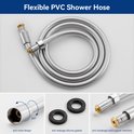 Flexibele PVC douchekop slang in chroom, met anti-twist ontwerp en anti-lek siliconen ring.