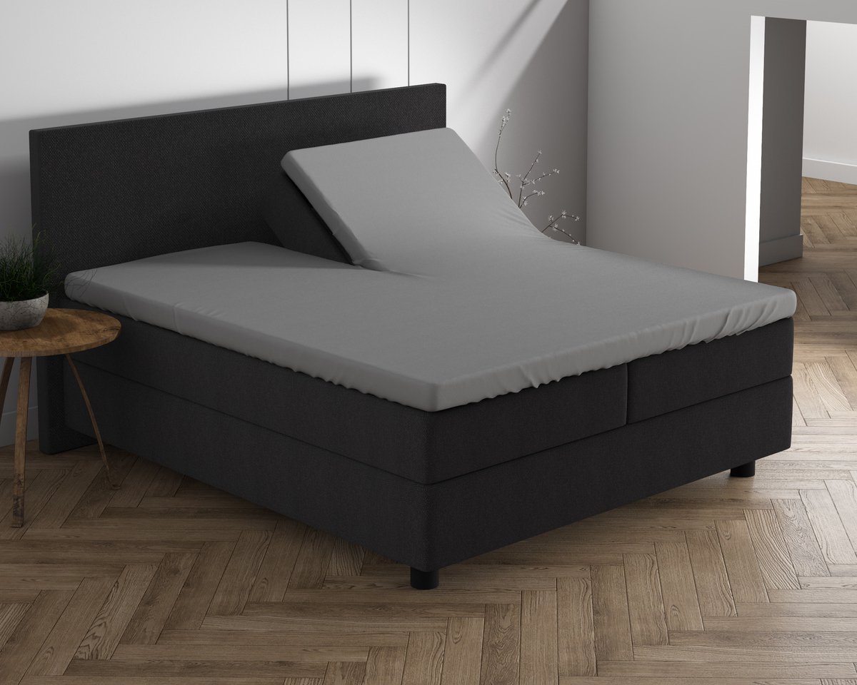 Dreamhouse Dubbel Jersey 220 gr. Splittopper Hoeslaken Grijs 180 x 200/220