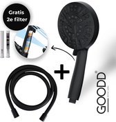 GOODD® - Douchekop - Handdouche - 2 Filters - Douchekop met slang - Zwart - 10 Standen - Regendouche