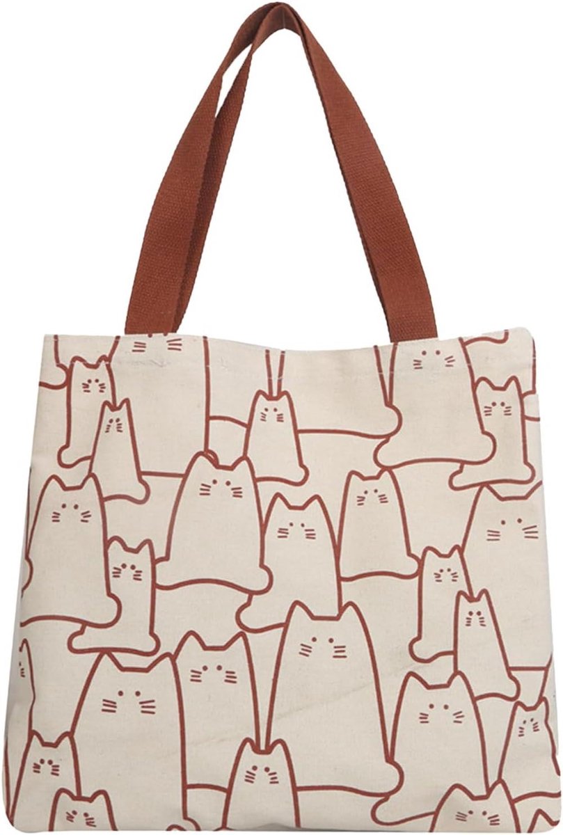Kattenpatroon Boodschappentas met Kat, Kattendraagtas - Opvouwbare Katoenen Handtas