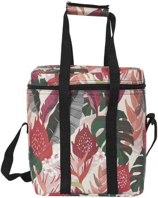 Cook Concept Koeltas Tropical Leafs - voor lunch en drinks - 12L - 30 x 15 x 25 cm - rood van Merkloos — afbeelding 2