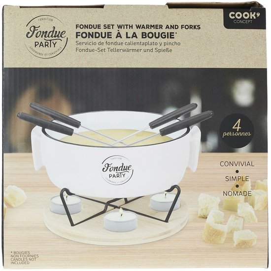 Cook Concept Chocolade of kaas fondue - met 4 vorken - wit - porselein - voor 4 personen - 23 x 7 cm schaal van cook-concept — afbeelding 2