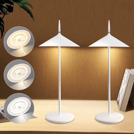 EGLO Meggiano Tafellamp - Aanraakdimmer - Draadloos - 32 cm - Grijs/Wit