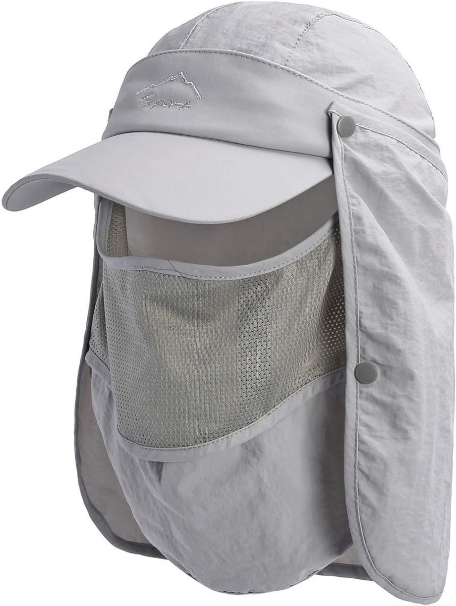 Zonnehoed met 360° UV-bescherming en ademend mesh-masker