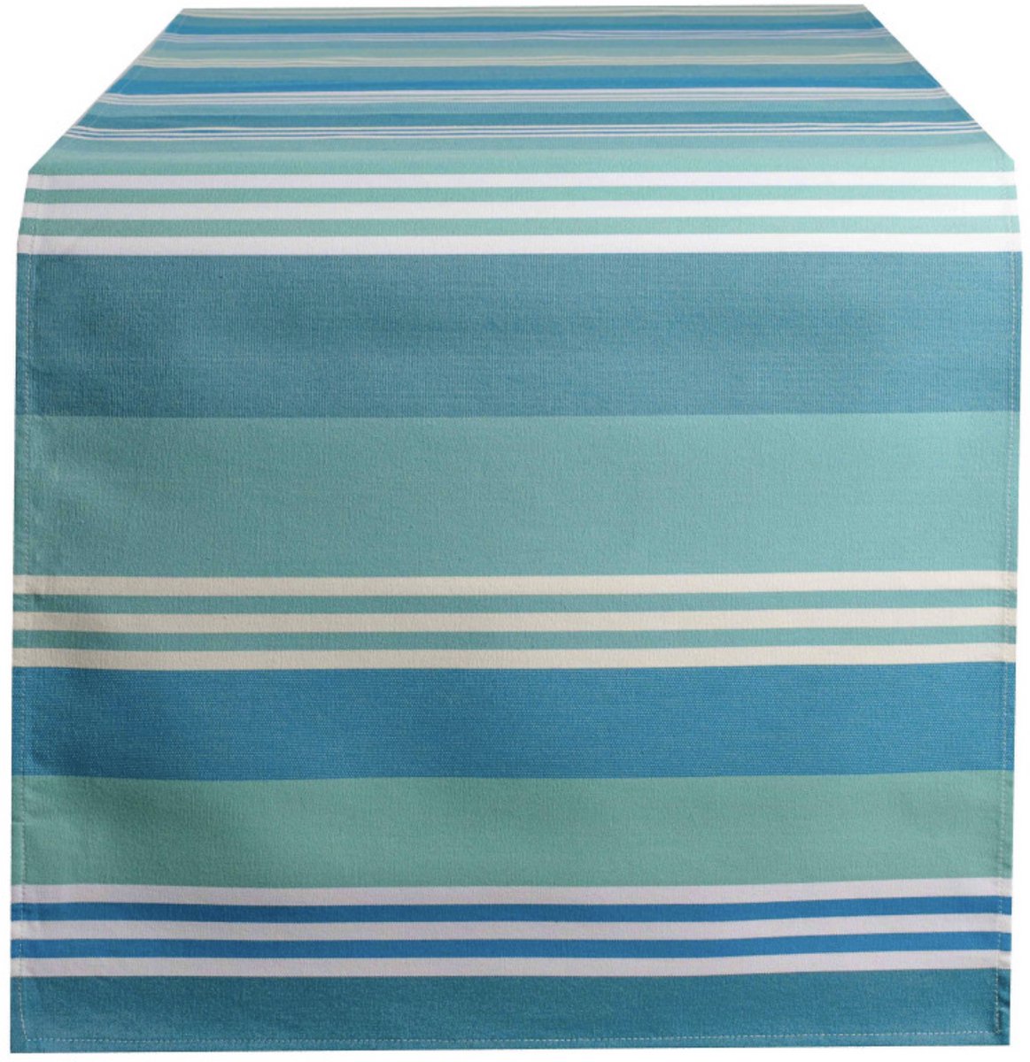 Kleurmeester.nl | Tafelloper Turkoois - Katoen | 50 cm x 160 cm | Blauw - Gestreept