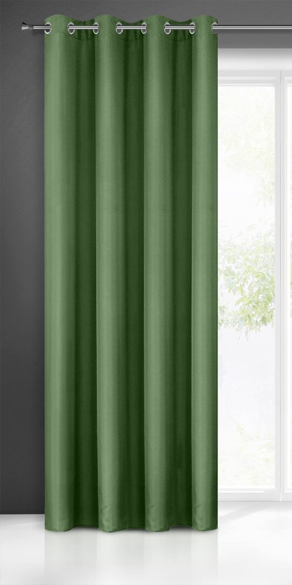Ibenzoa Gordijn in Moderne Stijl met Eenvoudige Montage voor Diverse Kamers, Donkergroen, 140 x 250 cm