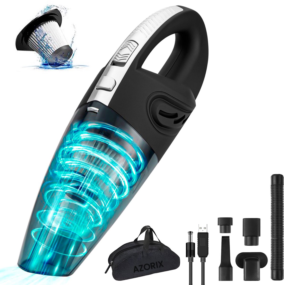 Kruimeldief Azorix Snoerloos Handstofzuiger Zwart met - Kruimeldief - €22,95