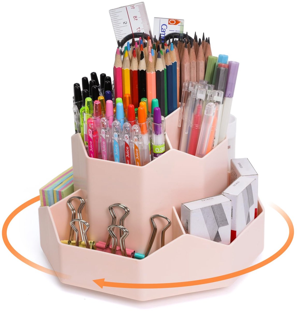 Ibenzoa® Ruime en Roterende Bureau-Organizer met 9 Vakken voor Schrijfwaren en Persoonlijke Spullen