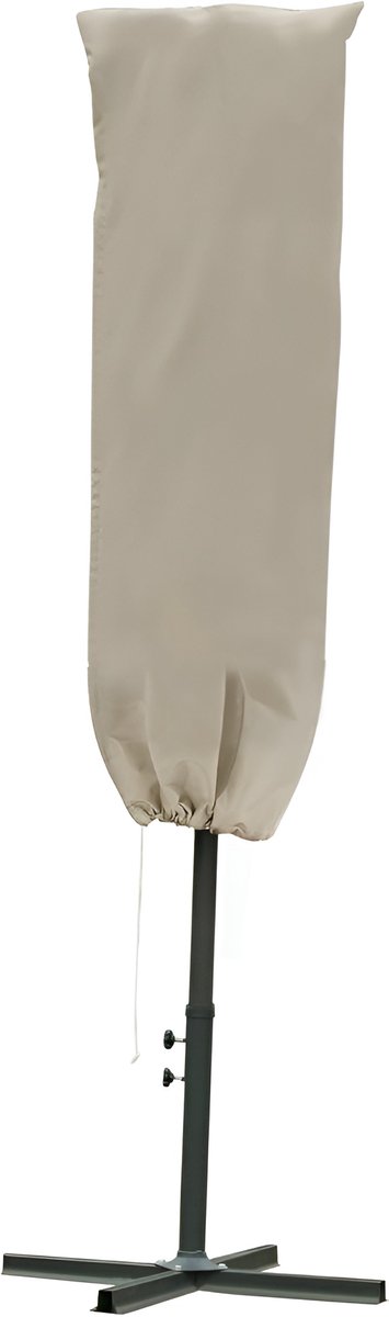 Famanu Tuinparasolhoes, outdoor patio parasolbeschermer weerbestendig tuinterras met stang, rits voor 2-4 m parasol, Φ60 x 160 cm, kaki beige
