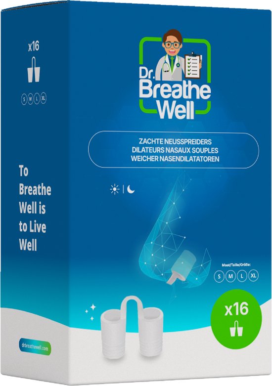 Dr. Breathe Well ™ - 16 Zachte Anti Snurk Neusspreider Buisjes - 4 verschillende maten - Anti Snurk Producten - Simply the right choice!