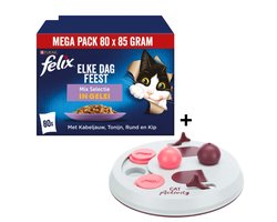 Combideal Felix Elke Dag Feest Mix Selectie in Gelei - Kattenvoer Natvoer - Kabeljauw Tonijn Rund & Kip - 80 x 85 Gram - Cat Activity Intelligentie Puzzel