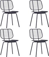 Eetkamerstoelen Kunstleren zitje Zwart 4 STUKS / Eetkamer stoelen / Extra stoelen voor huiskamer / Dineerstoelen / Tafelstoelen / Barstoelen
