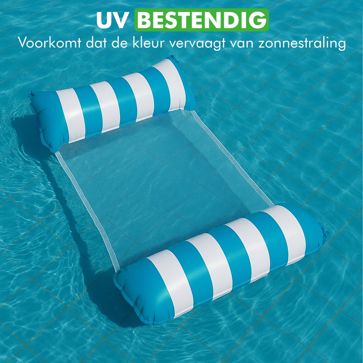 Travelhawk Waterhangmat - 2 Stuks - Waterhangmat Volwassenen - Water Hangmat - Luchtbed Zwembad - Luchtmatras Zwembad - Waterspeelgoed - Groen en Blauw — afbeelding 4