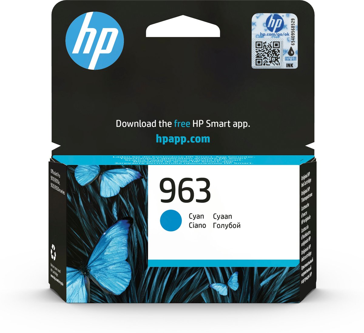 HP 963 - 10.74 ml - cyaan - origineel - inktcartridge - voor Officejet Pro 9010, 9012, 9013, 9014, 9015, 9016, 9018, 9019, 9020, 9022, 9023, 9025, 9028