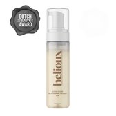 Flesje Helioux Clear Glow Self Tanning Mousse Dark met 'Dutch Beauty 23Beauty24 Award' zegel.