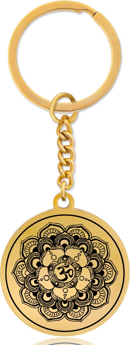 Kruinchakra (Sahasrara) Sleutelhanger – Spiritueel Cadeau van Roestvrij Staal – Goudkleurig – Pax Amare