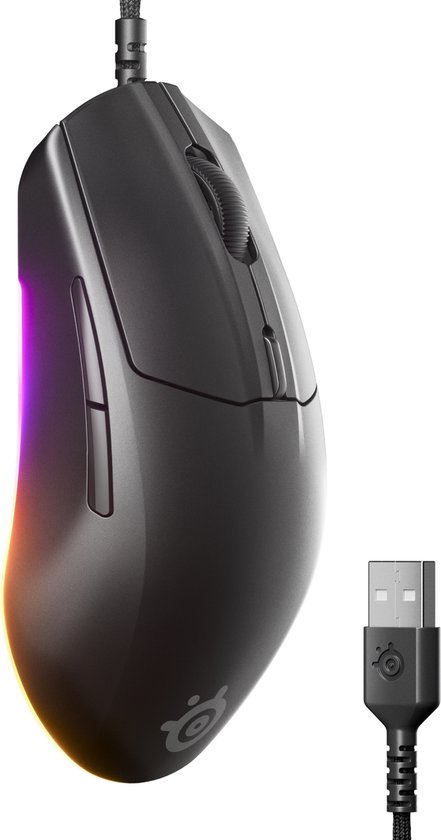 SteelSeries Rival 3 Gen 2 Gamingmuis - Zwart - 3-Zone RGB - 8500DPI - 77gram