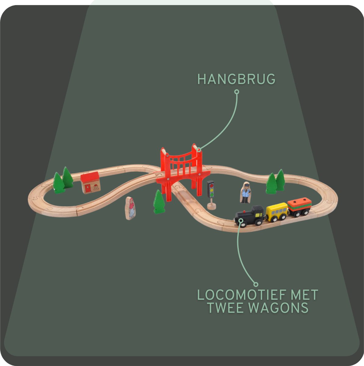 Bandits & Angels Houten Treinset 37 delig vanaf 3 jaar voor Jongens en Meisjes - Trein Set van Hout met 37 delen - Inclusief 1 trein - Treinbaan voor Kinderen met Accessoires — afbeelding 10