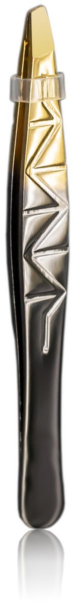 New Well Pincet met Brede Gouden/Zwarte Punt – Precisie Epileren – RVS – Ergonomisch – Kalme Grip