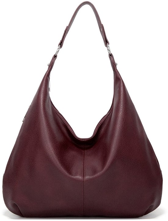Sac à main pour femme - Grande capacité - Sac bandoulière en Cuir PU souple - Pour l'automne et l'hiver - Tendance et pratique - Rouge vin - 1 pièce