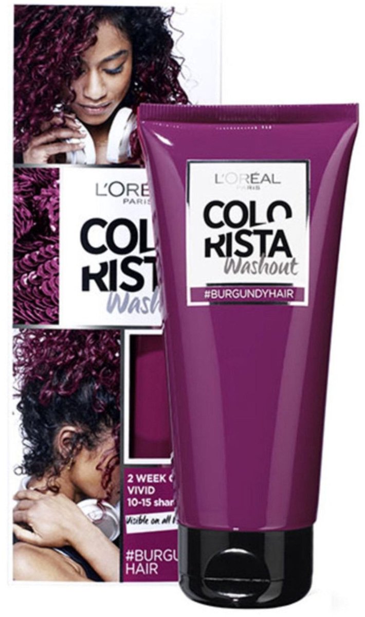 L'Oréal Paris Colorista Burgundy Washout 1-2 Weken haarkleuring Bordeaux rood 80 ml