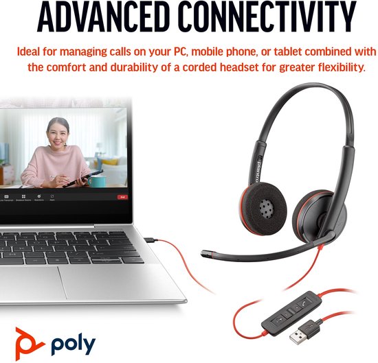 HP Poly Blackwire C3220 Headset - USB-C - Noise Cancelling microfoon ...