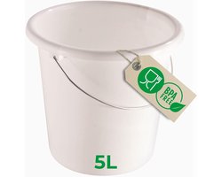 Novaliv emmer 5L wit met maatverdeling - schoonmaak emmer 5 liter? 22,5 cm Praktische alleskunner met schaalverdeling voor huishouden & tuin ideaal als huishoudemmer, wateremmer, dweilemmer, emmer