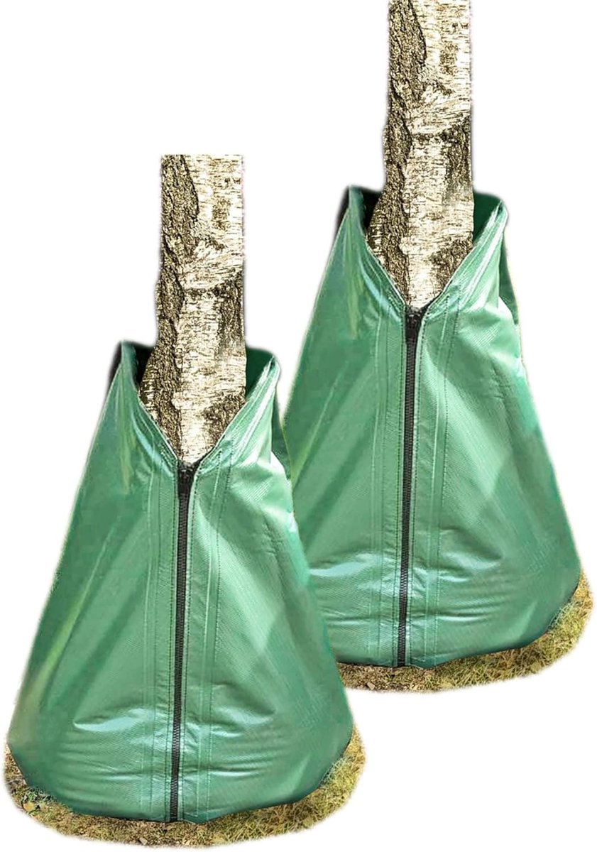Novatool 2X Zakken voor boombewatering 75 liter Groene irrigatiezak van robuust PVC Boomzakken Irrigatie Boombewateringszakken Waterzak boom