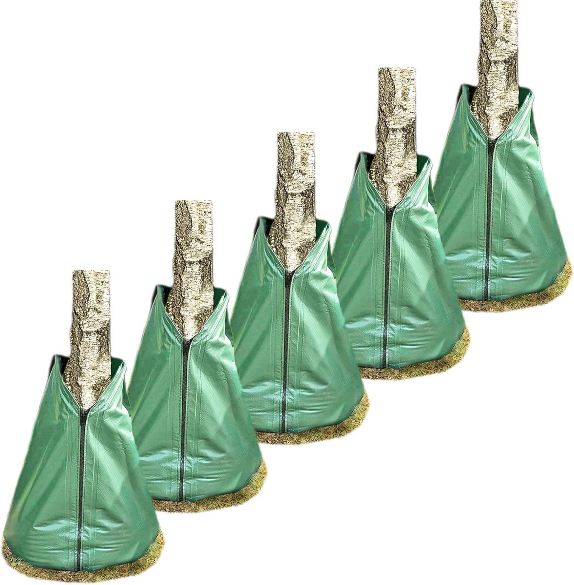 Novatool 5X Zakken voor het bewateren van bomen 75 liter Groene irrigatiezak van robuust PVC Boomzakken Irrigatie Boombewateringszakken Waterzak boom