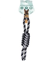 Floss Toss Extreme Rope Tugger - 61 cm - Zeer stevig en veilig hondenspeelgoed – Hondentouw van gerecycled katoen – Grijs trektouw - Ø 10 cm - 1.2 kg – 1 knoop