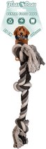 Floss Boss floss rope - jouet pour chien très robuste et sûr - corde pour chien en coton recyclé - corde à tirer grise - 55cm - 325g - 3 nœuds