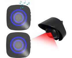 Opritverklikker & Entreemelder 2 ontvangers/ 1 sensor – Draadloos Alarmsysteem voor Buiten – Waterdicht en Weerbestendig – Beveiliging tegen Inbraak – Bewegingssensor voor Oprit of Doorgang