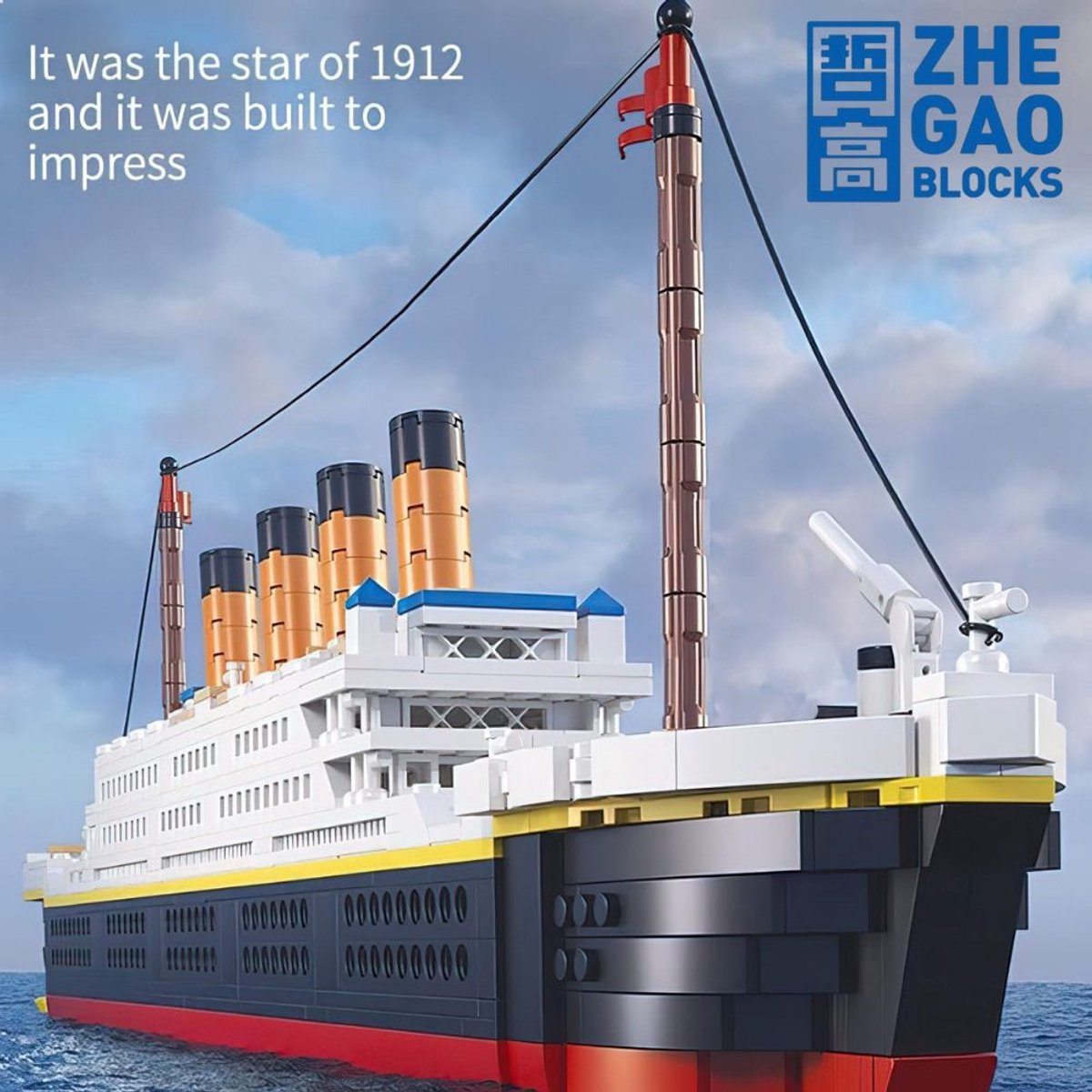 Zhe Gao 01010 Titanic bouwset | Classic creator boot | Technic ideas | STEM educatief speelgoed icons bouwpakket niet geschikt voor Lego | Cruise schip modelbouw voor volwassenen & kinderen | Bouwdoos met 1288 bouwstenen — afbeelding 2