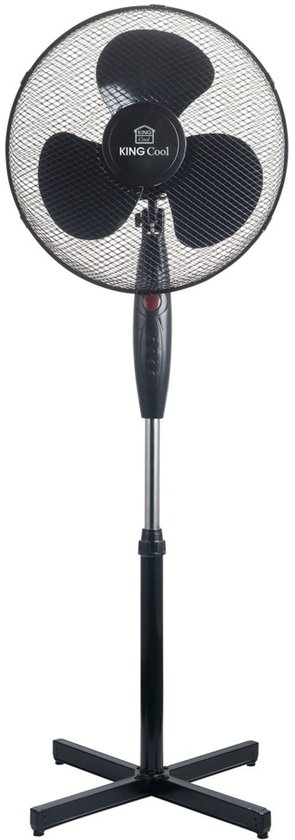 Statiefventilator 40 cm zwart met 40W motor, 3 snelheden, zwenkfunctie, verstelbaar 102-122 cm Kingcool