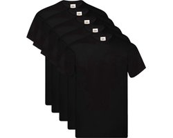 5 Pack Fruit of the Loom Original Heren T-Shirt 100% katoen Ronde hals zwart, Maat XXL