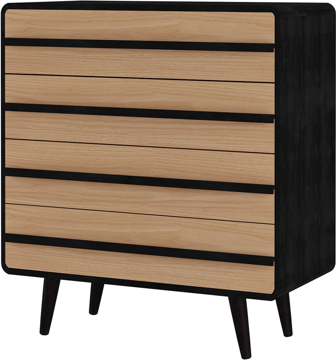 Notio Living Chantal-Commode - 4-Laden - Zwart Eikenlook Natuur