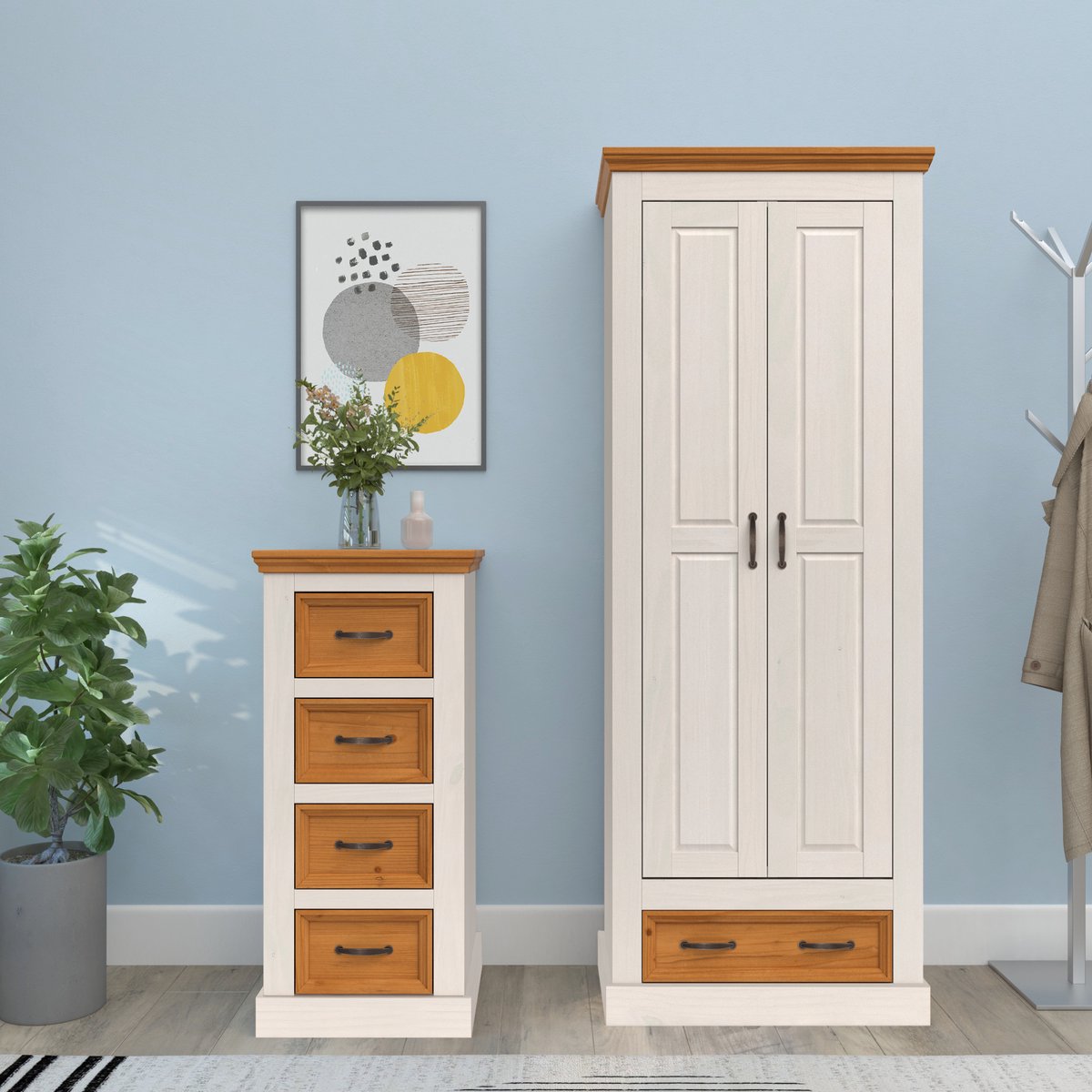 Selma-Commode - 4-Laden - Wit Grenen