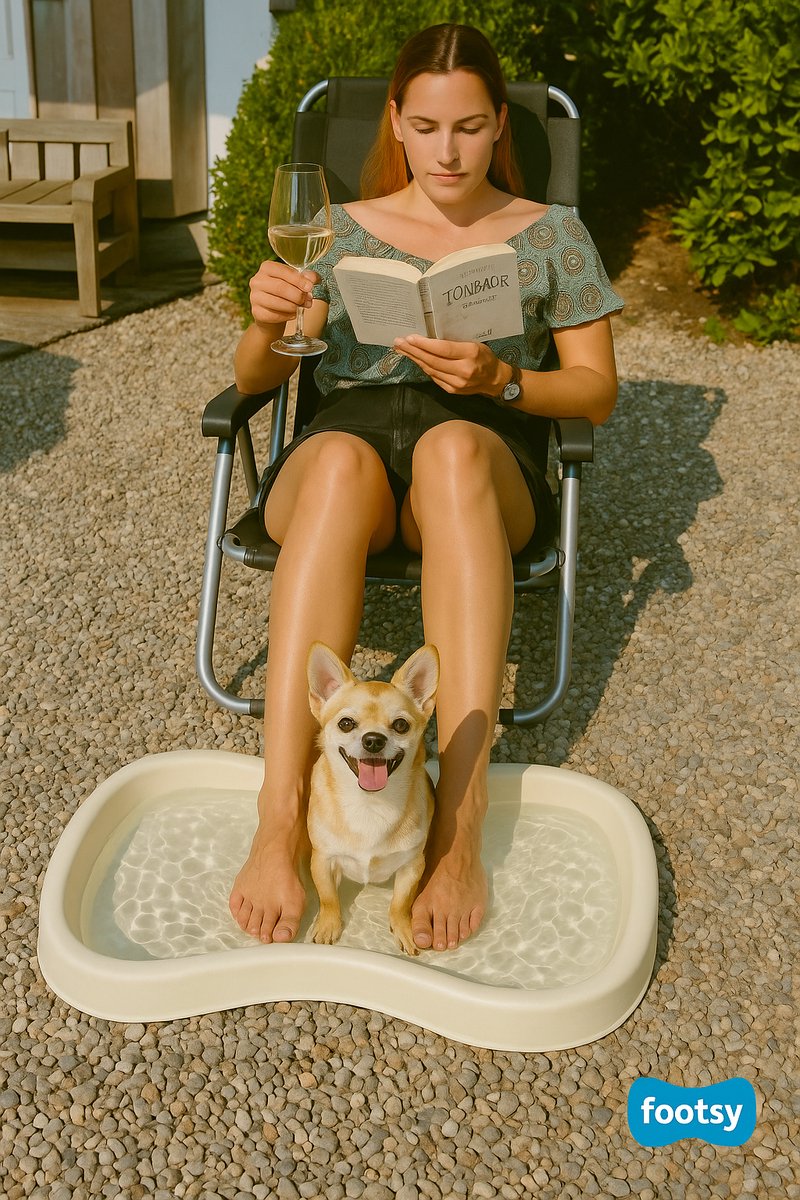 Footsy Hondenzwembad - Hondenzwembad - Hondenbad - Verkoelend Hondenzwembad - 2-in-1 Honden Zwembad én Voetenbad met Antislip MassageFoam - Ivory - Samen Genieten! thumbnail 2
