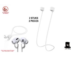 Bob Online - 2 Stuks - Witte Oordopje Silicone Lanyards niet magnetisch - 2 Pieces - White Airpod Lanyards Silicone