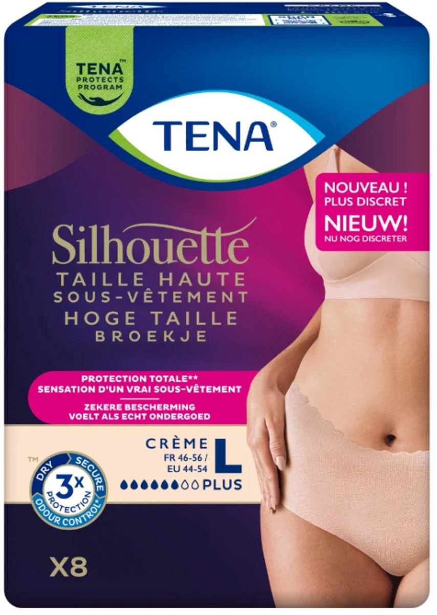 Tena Silhouette Plus Creme - Hoge Taille Large - 12 pakken van 8 stuks