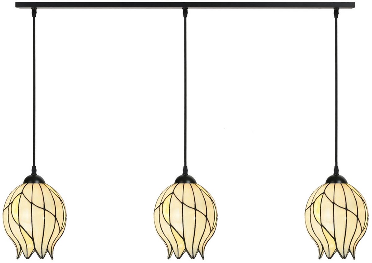 3 x Tiffany Nature Open lampen aan plafondbalk - Art Deco Trade