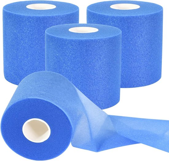 Foto: 4 stuks pre wrap tape athletic foam wrap sporttape voor enkels polsen handen en knie n 2 75 inch x 30 yards blauw