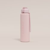 Cabau Bloom RVS Waterfles 870ml Soft Pink | Geïsoleerde BPA-vrije & Lekvrije Thermosfles | Duurzame Herbruikbare Drinkfles met Schoonmaakborstel & Draagkoord | BPA vrij Sportfles Dames | Waterfles Volwassenen | Cadeau voor Haar