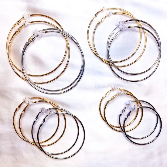 Boucles d'oreilles clip argent - 7 cm - Collection Classic Hoops - sans piercing - fausse boucle d'oreille clip