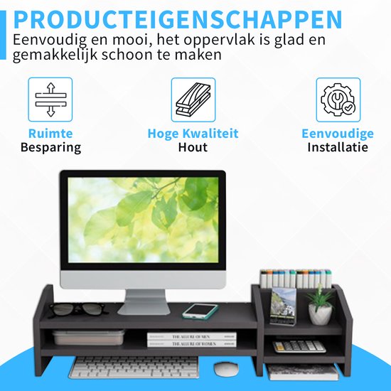 Fenge Dual Monitorständer mit Telefon/Pad Halter, 2 Etagen Groß Computer Bildschirmständer für
