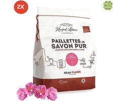 Marseille zeepvlokken rozen geur 2x 750g | Rampal Latour | Zuinig Ecologisch Milieuvriendelijk Hypoallergeen | Zonder conserveermiddel