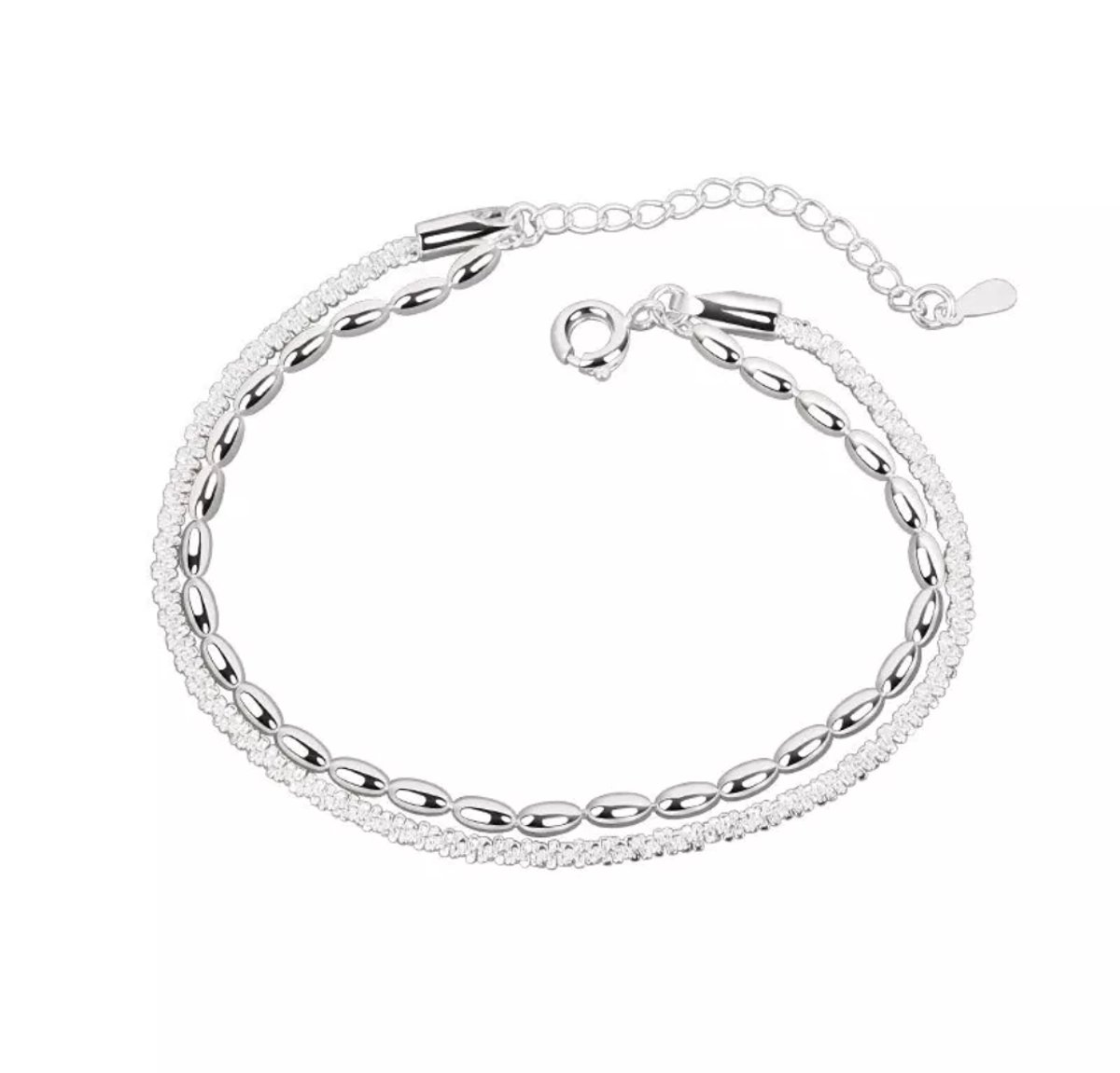 Armband Dames- Zilveren Armband- Dubbel Laags armband- Gedraaid Bolletjes armband- Zilveren armband dames- Vrouw- LiLaLove- Moederdag