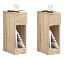 SoBuy Smalle Nachtkastjes Set van 2 - Bijzettafels met Lade en Plank - Natuur, 20x35x60 cm, FBT111-Nx2 - Voor Slaapkamer, Woonkamer en Kleine Ruimtes