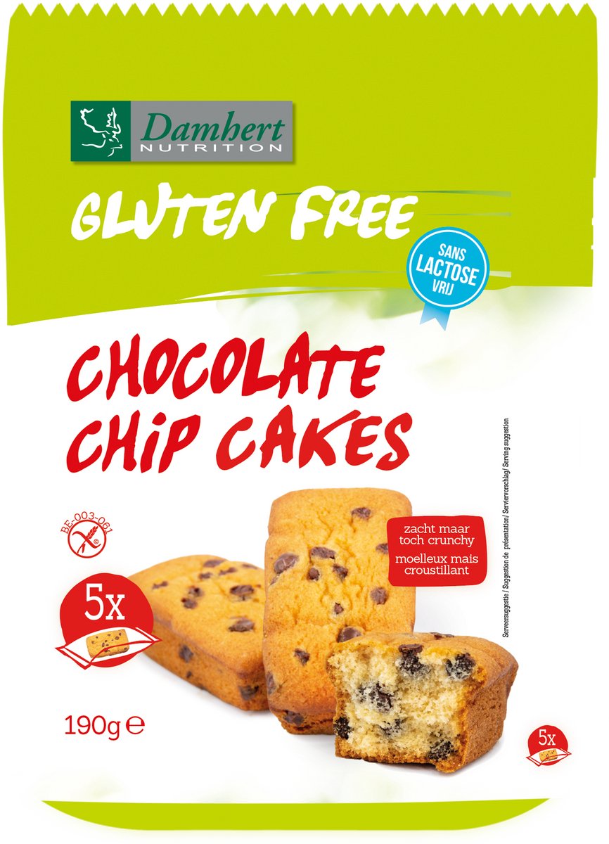 Goedkoopste Damhert Gluten Free Lactose Free Choco Chip Cakes 190GR