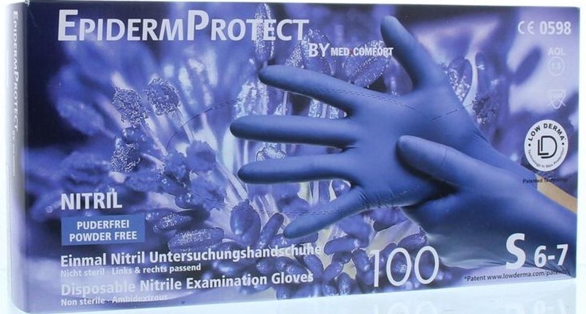Goedkoopste CMT EpidermProtect Nitriel Onderzoekhandschoen Poedervrij 100ST